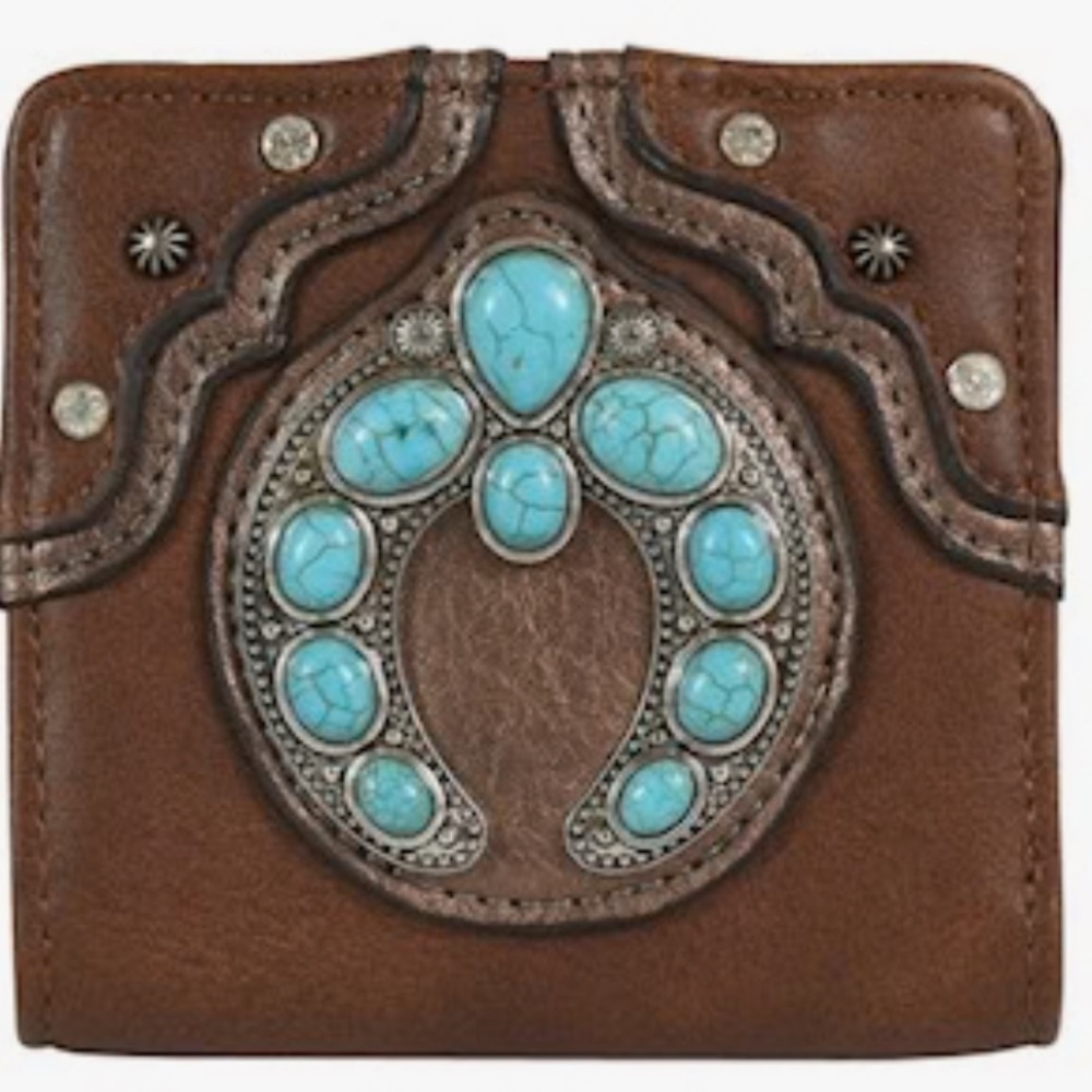 Justin Turquoise Naja Concho Brown Wallet